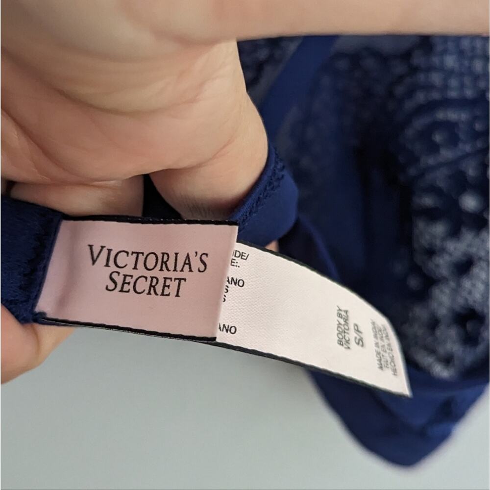 Victoria's Secret Navy Lace Bralette Small Sexy Semi Sheer - Picture 4 of 7